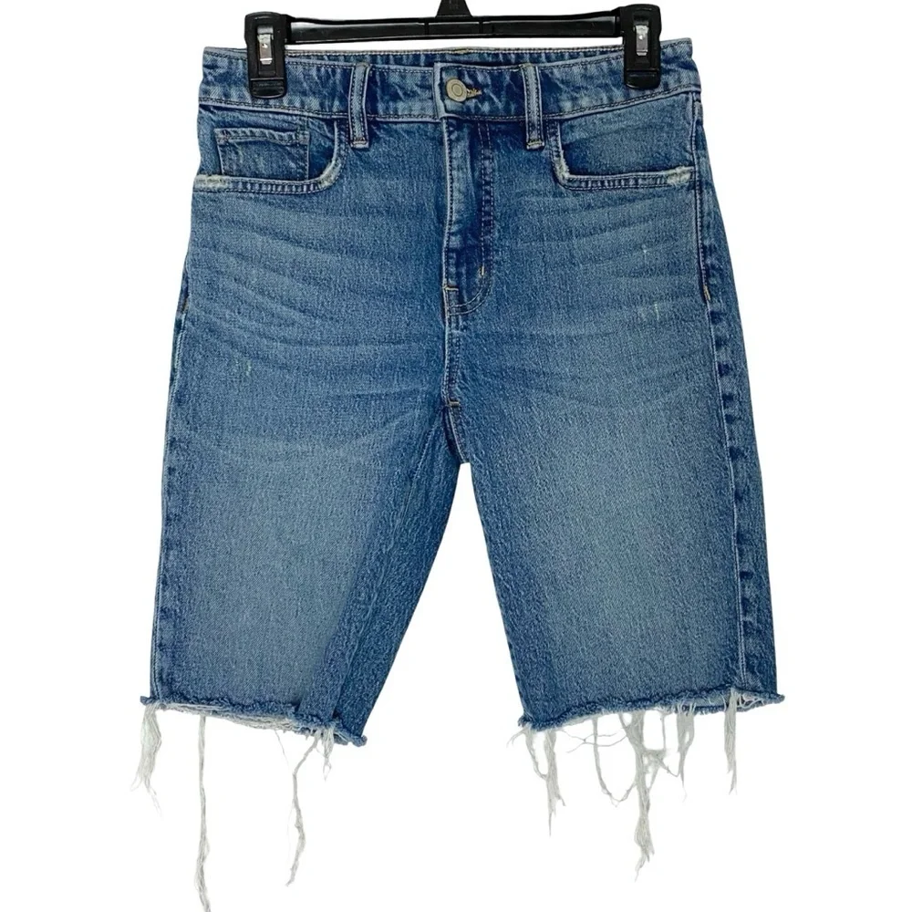 Ralph Lauren Cut Off Jean Shorts Womens Size 2 XS Blue Long Frayed